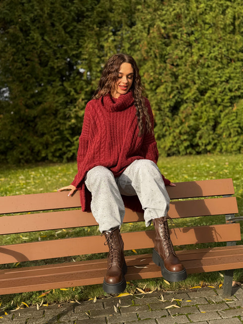 ELYNDI удлиненный шерстяной свитер - красный