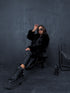 "BUSHY" artificial fur coat - BLACK