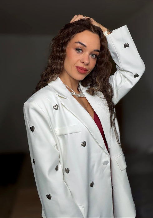 LUX balta, ONE SIZE žakete "HEARTS" PRE-ORDER