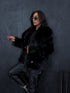 "BUSHY" artificial fur coat - BLACK