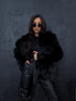 "BUSHY" artificial fur coat - BLACK