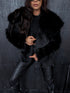 "BUSHY" artificial fur coat - BLACK