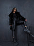 "BUSHY" artificial fur coat - BLACK