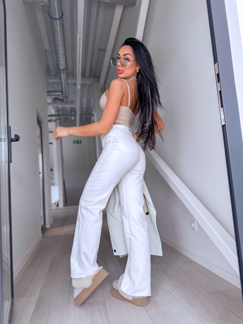 WIDE LEG džinsa bikses "WHITE LOTUS 8803" - BALTAS