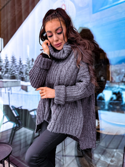 ELYNDI pagarinātais vilnas džemperis - grafīta pelēks PRE-ORDER