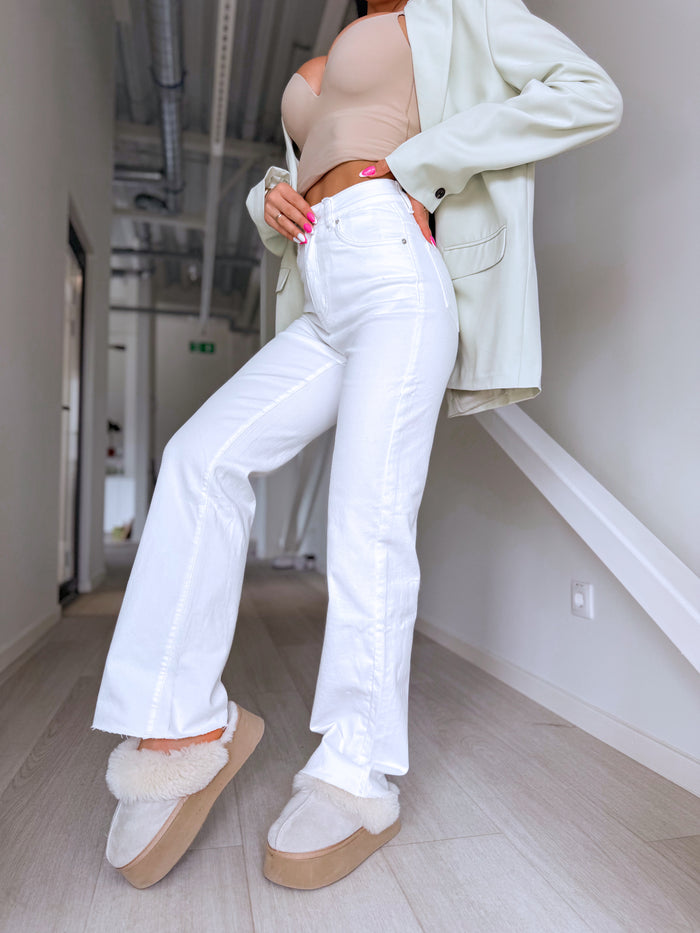 WIDE LEG džinsa bikses "WHITE LOTUS 8803" - BALTAS