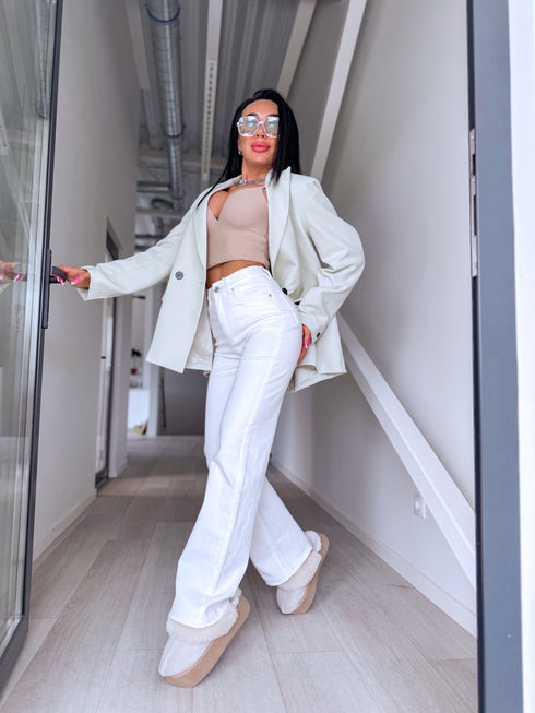 WIDE LEG džinsa bikses "WHITE LOTUS 8803" - BALTAS