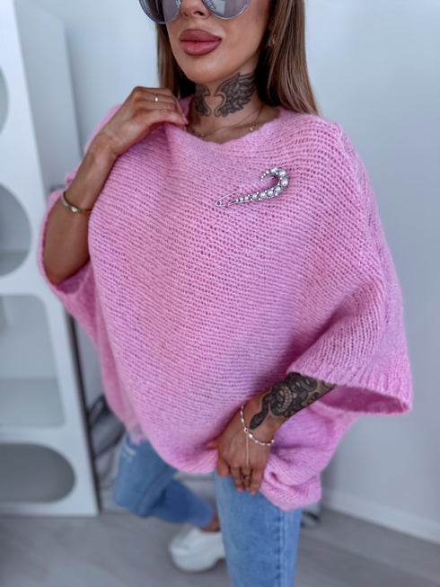 Мохеровая оверсайз жилетка "POSES" 84236 - НЕЖНО-РОЗОВАЯ