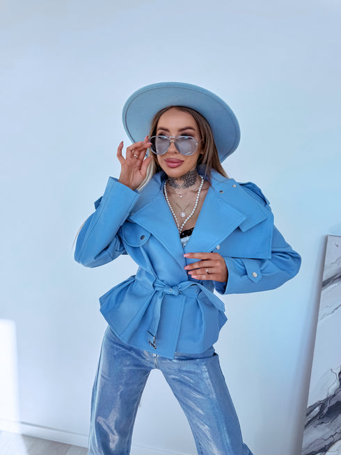 Куртка из искусственной кожи "RENEW" PU7582 - СВЕТЛО-ГОЛУБАЯ