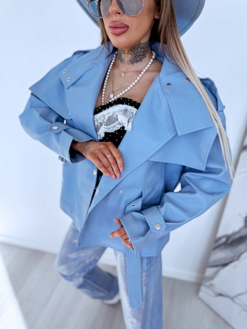 Куртка из искусственной кожи "RENEW" PU7582 - СВЕТЛО-ГОЛУБАЯ