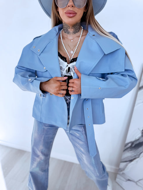 Куртка из искусственной кожи "RENEW" PU7582 - СВЕТЛО-ГОЛУБАЯ