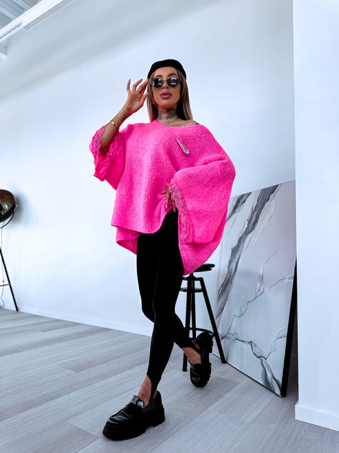 MOHAIR sweater "FRANCE 41356" - bright pink