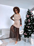 Knitted dress "ICE QUEEN 55890" - CHOCO WITH BEIGE