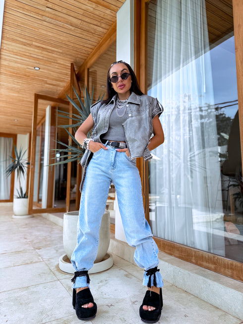 Faux leather JACKET/VEST "LOLLY" - GREY