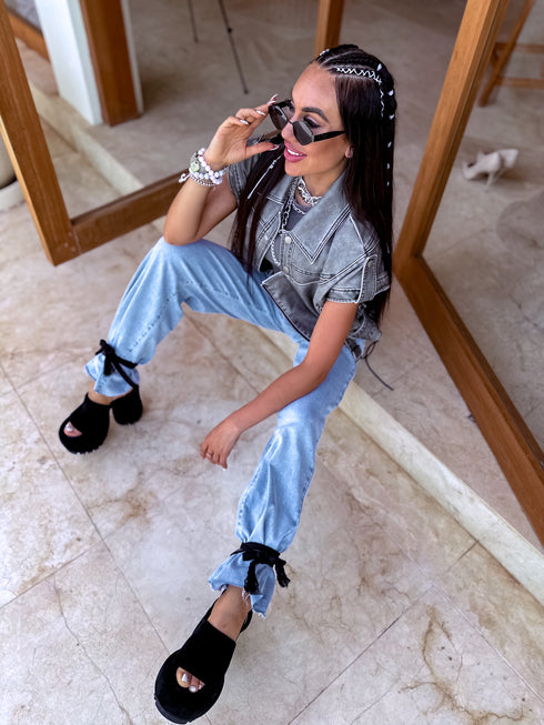 Faux leather JACKET/VEST "LOLLY" - GREY