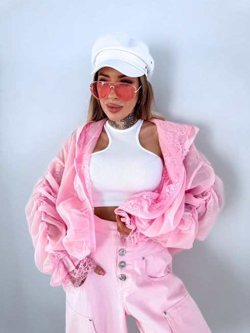 Jacket with lace lining "NECTAR V11002" - SOFT PINK