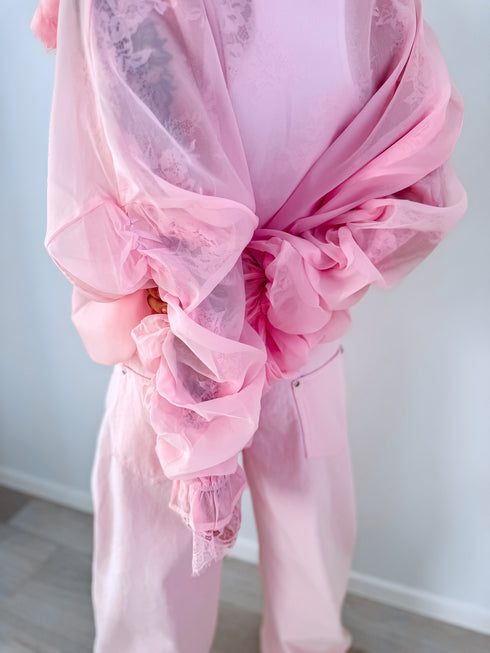 Jacket with lace lining "NECTAR V11002" - SOFT PINK