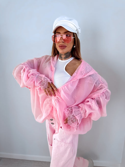 Jacket with lace lining "NECTAR V11002" - SOFT PINK