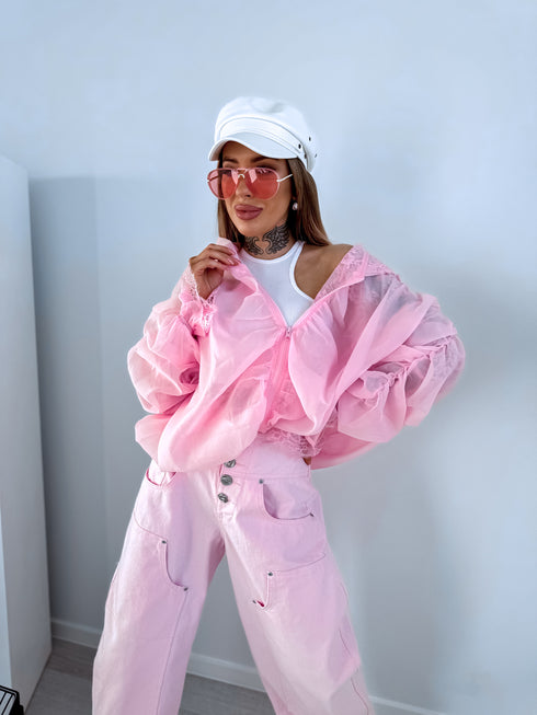 Jacket with lace lining "NECTAR V11002" - SOFT PINK