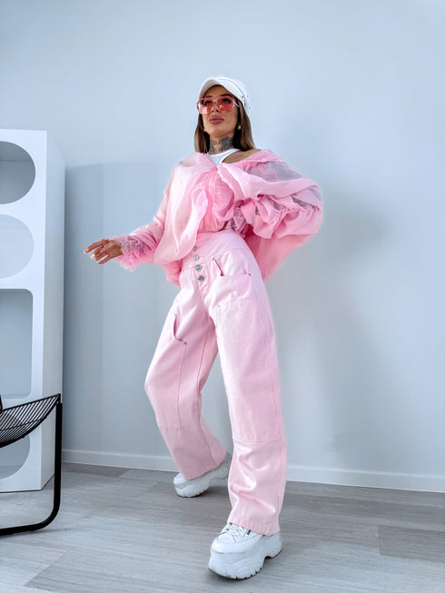 Jacket with lace lining "NECTAR V11002" - SOFT PINK