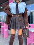 Rūtoti šortsvārki + josta "EDINBURGH" 45457 - CHOCO