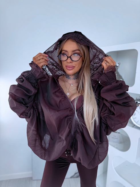 Jacket with lace lining "NECTAR V11002" - CHOCO