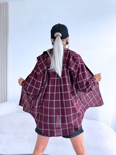 Checked shirt "HALF-MOON 17157" - BORDEAUX