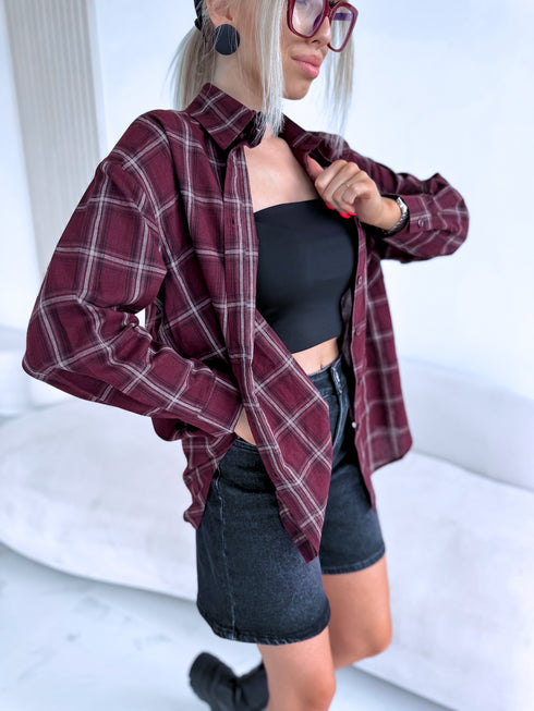 Checked shirt "HALF-MOON 17157" - BORDEAUX