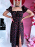 Dress with cherry print 74 "What is love?" - black