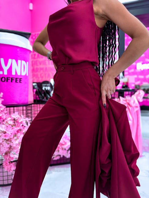 Classic, BORDEAUX fabric pants "SEASON HIT" VS02