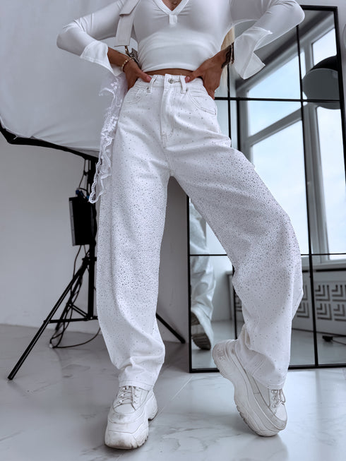 Джинсы "MORGANITE SHINE A3371" - кремово-белые