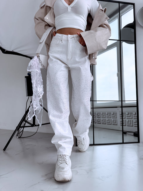 Джинсы "MORGANITE SHINE A3371" - кремово-белые