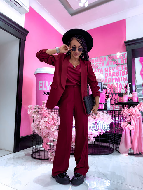 Классические, бордовые тканевые брюки "SEASON HIT" VS02