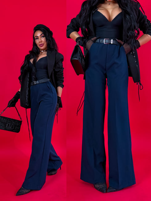 Klasiskas, NAVY ZILAS auduma bikses "SEASON HIT" VS02