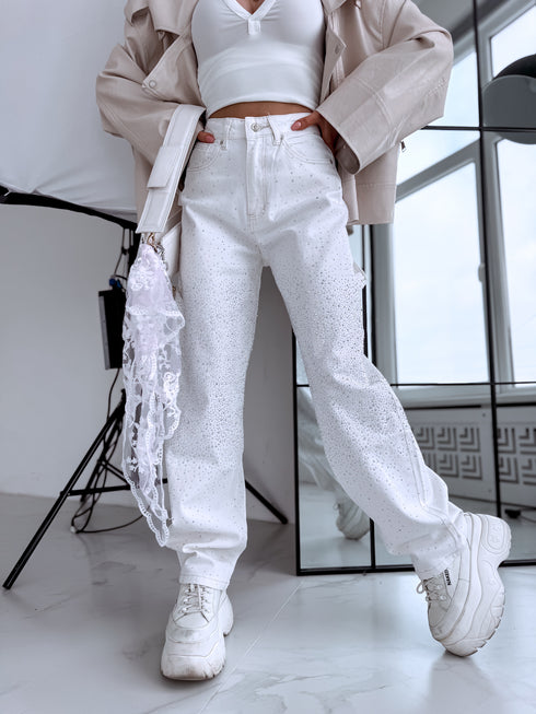 Джинсы "MORGANITE SHINE A3371" - кремово-белые