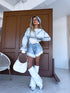 Denim shorts with ruffles "WAVE FIT" PJ7199 - LIGHT BLUE