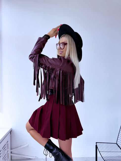 "MOONSTONE 4359" crop jacket - burgundy