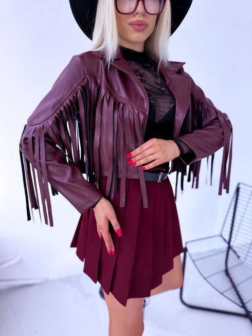 "MOONSTONE 4359" crop jacket - burgundy