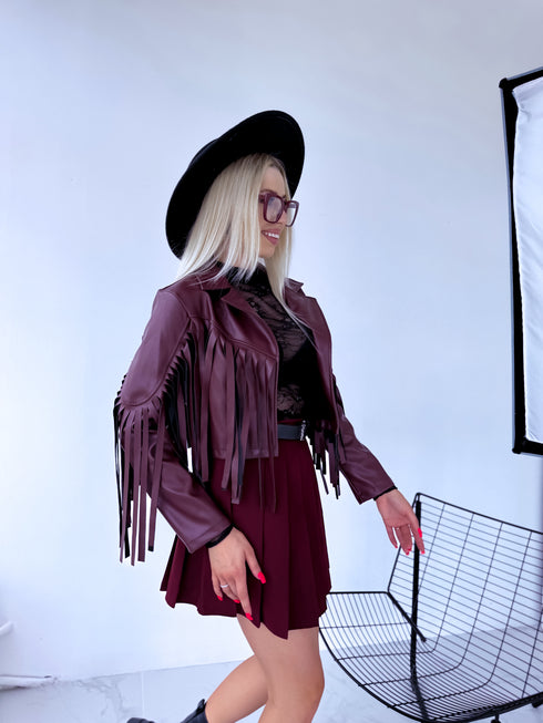 "MOONSTONE 4359" crop jacket - burgundy