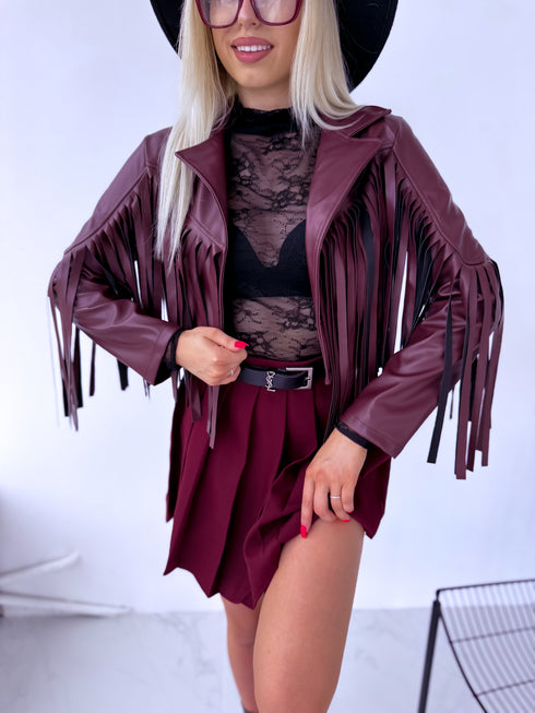 "MOONSTONE 4359" crop jacket - burgundy