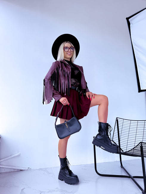 "MOONSTONE 4359" crop jacket - burgundy