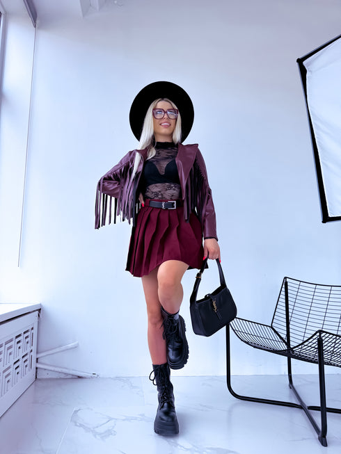 "MOONSTONE 4359" crop jacket - burgundy