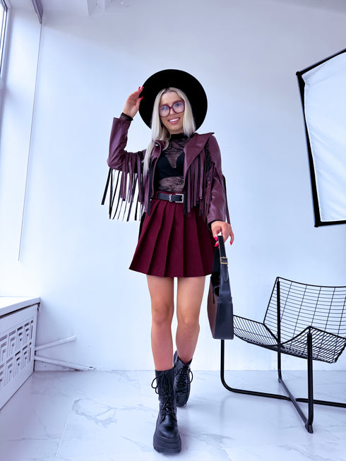 "MOONSTONE 4359" crop jacket - burgundy