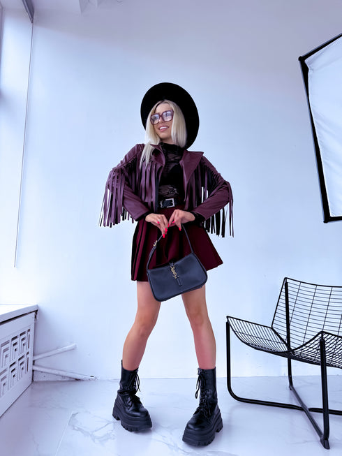 "MOONSTONE 4359" crop jacket - burgundy