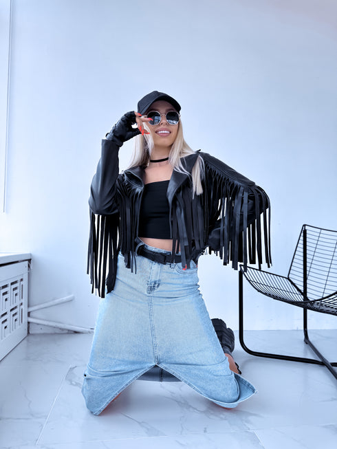 "MOONSTONE 4359" crop jacket - black