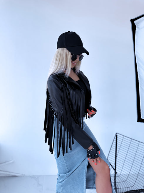 "MOONSTONE 4359" crop jacket - black