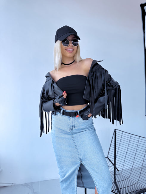 "MOONSTONE 4359" crop jacket - black