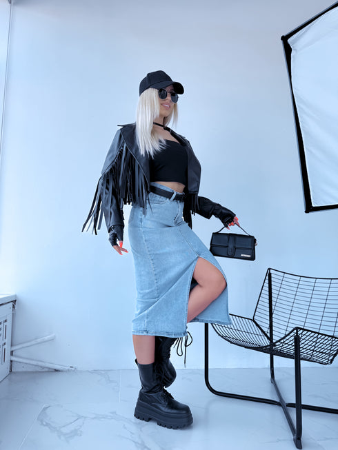 "MOONSTONE 4359" crop jacket - black