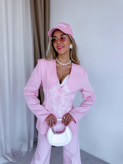 2in1 komplektas su nėriniais "ICE SPIRIT 25229" - ŠVELNIAI ROŽINĖ