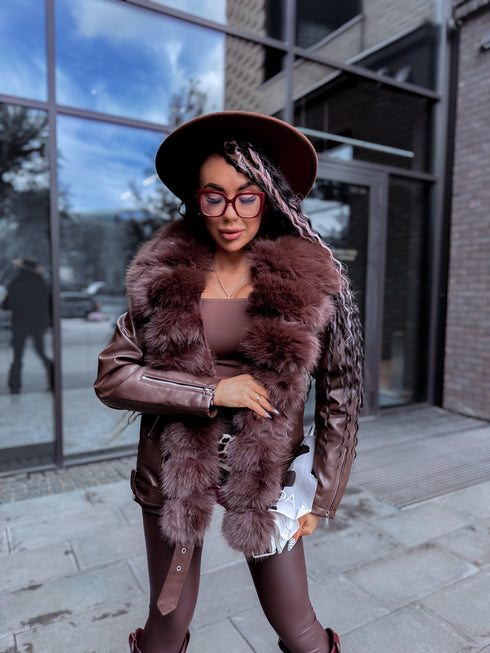 Choco куртка с коричневым мехом "LUX FUR" FL47